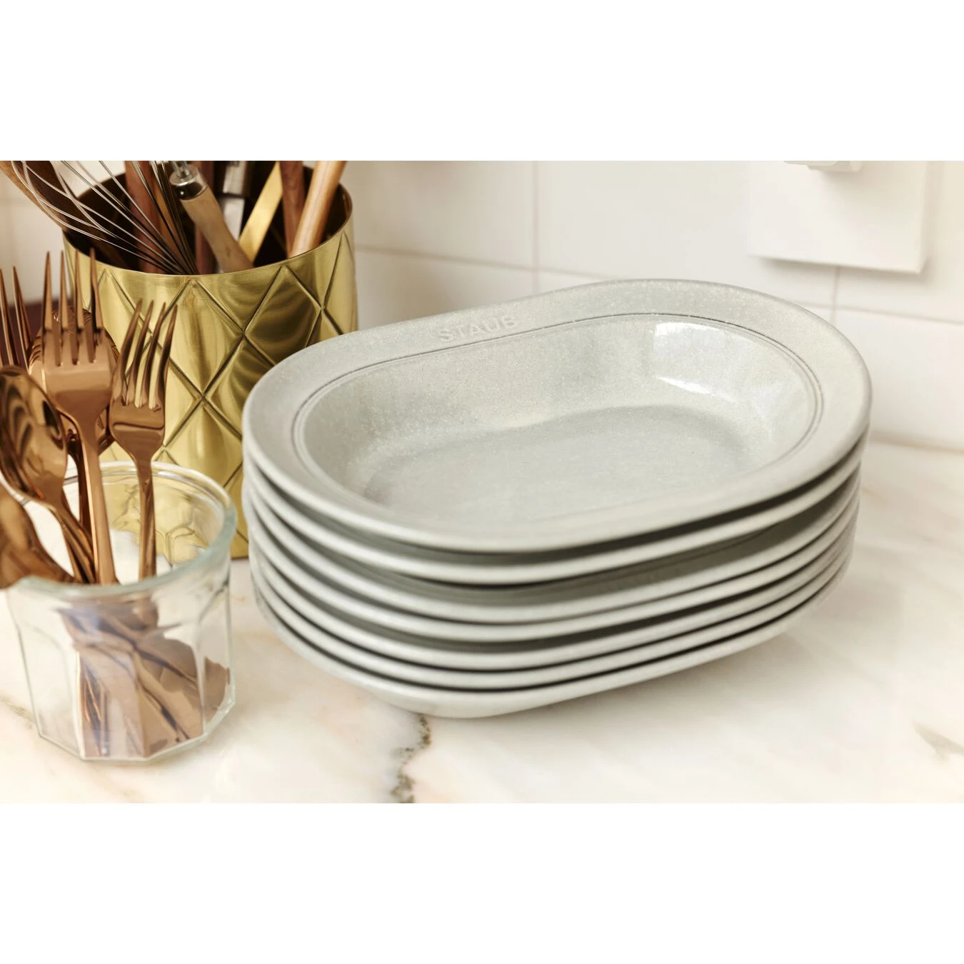 Staub Piatto Ovale - 25 Cm, Tartufo Bianco - immagine 4