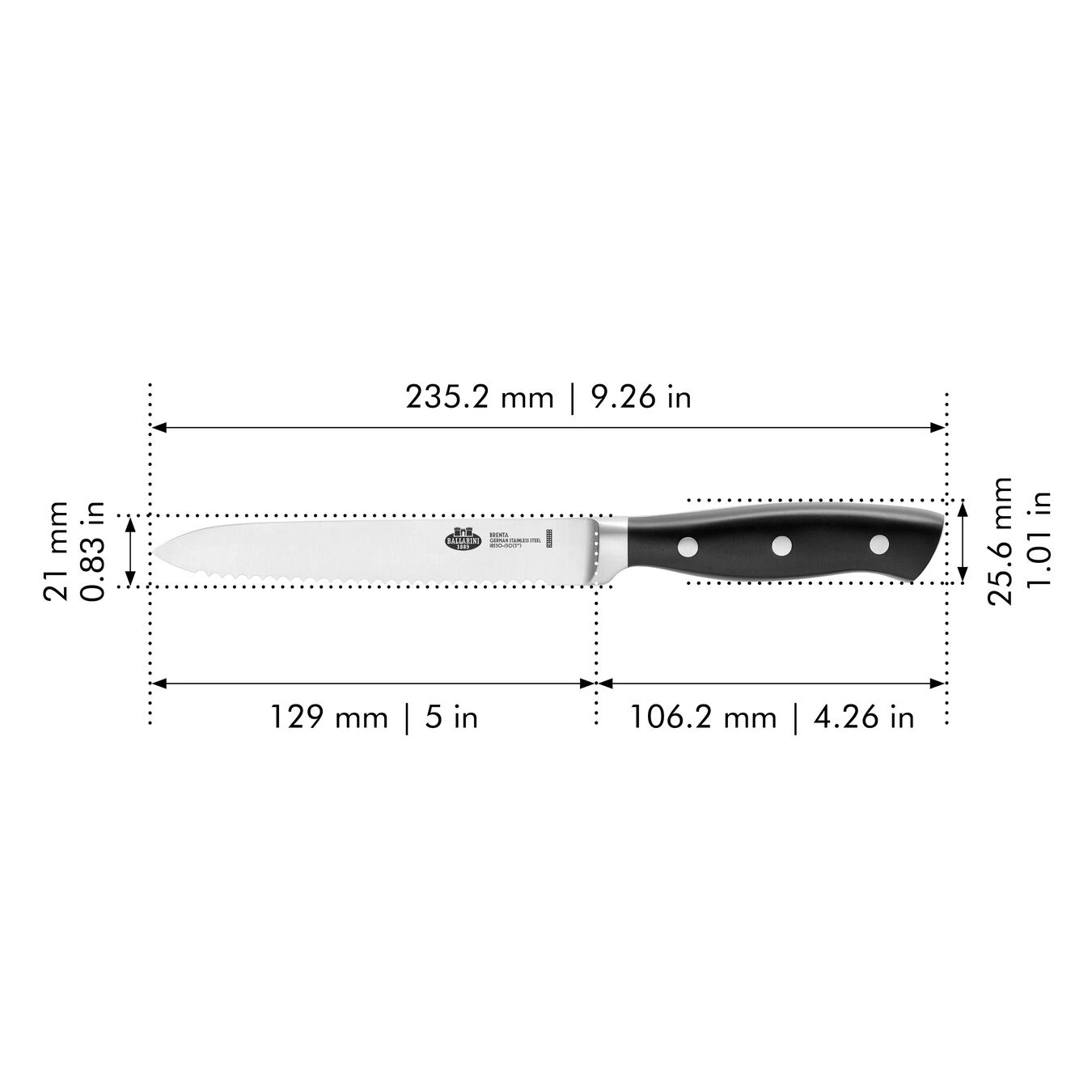 Ballarini Coltello Universale Seghettato - 13 Cm - immagine 2