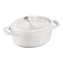 Staub Mini Cocotte Ovale - 10 Cm, Bianco Puro