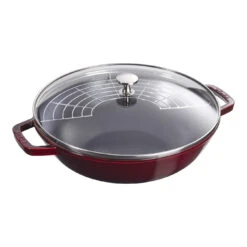 Staub Wok Con Coperchio In Vetro Rotondo - 30 Cm, Granatina