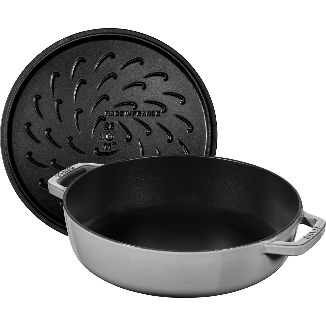 Staub Tegame Chistera Rotondo - 24 Cm, Grigio Grafite - immagine 3