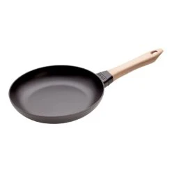 Staub Padella Con Manico In Legno - 24 Cm, Ghisa, Black Matt