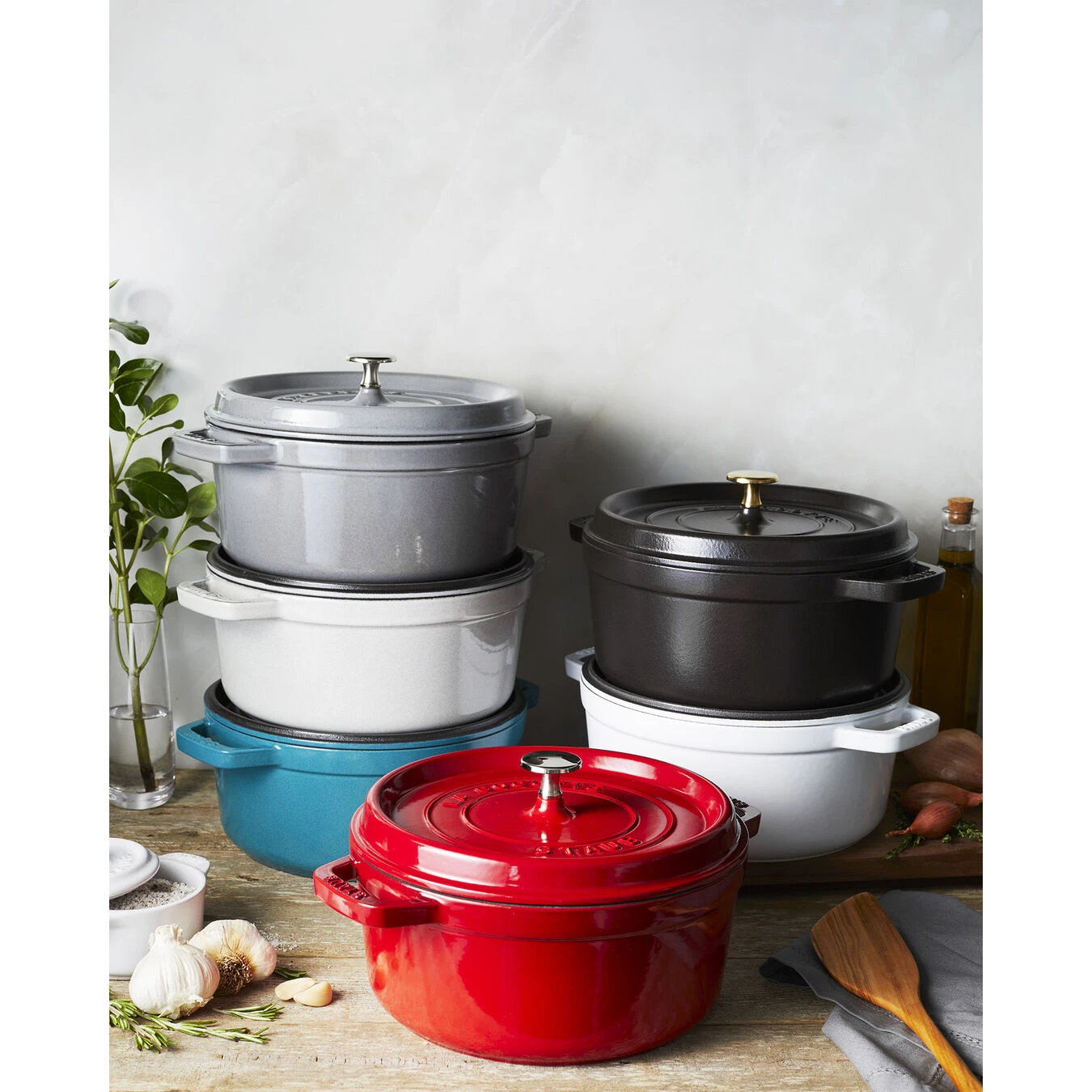 Staub Cocotte Rotonda - 24 Cm, Colore Grigio Grafite - immagine 6