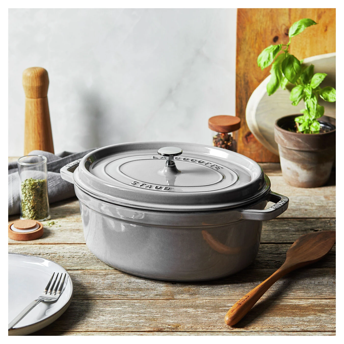 Staub Cocotte Ovale - 31 Cm, Colore Grigio Grafite - immagine 5