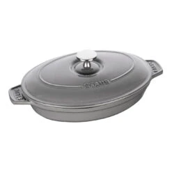 Staub Pirofila Con Coperchio Ovale - 23 Cm, Grigio Grafite
